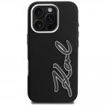 Husa Karl Lagerfeld FW Grained Signature Logo compatibila cu iPhone 16 Pro, Negru 2 - lerato.ro