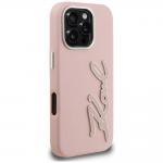 Husa Karl Lagerfeld FW Grained Signature Logo compatibila cu iPhone 16 Pro Max, Roz 5 - lerato.ro