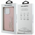Husa Karl Lagerfeld FW Grained Signature Logo compatibila cu iPhone 16 Pro Max, Roz 9 - lerato.ro
