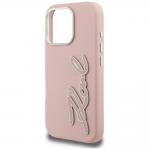 Husa Karl Lagerfeld FW Grained Signature Logo compatibila cu iPhone 16 Pro, Roz 7 - lerato.ro