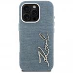 Husa Karl Lagerfeld FW Jeans Signature Logo compatibila cu iPhone 16 Pro, Albastru 2 - lerato.ro
