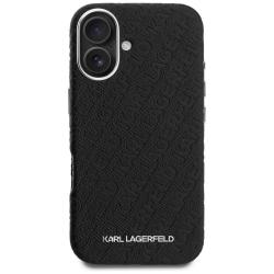Husa Karl Lagerfeld FW Stamped Karl cu MagSafe compatibila cu iPhone 16, Negru