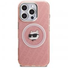 Husa Karl Lagerfeld IML Choupette Sketch Head cu MagSafe compatibila cu iPhone 16 Pro, Roz
