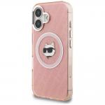 Husa Karl Lagerfeld IML Choupette Head Logo cu MagSafe compatibila cu iPhone 16, Roz 3 - lerato.ro