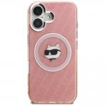 Husa Karl Lagerfeld IML Choupette Head Logo cu MagSafe compatibila cu iPhone 16, Roz 2 - lerato.ro