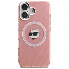 Husa Karl Lagerfeld IML Choupette Head Logo cu MagSafe compatibila cu iPhone 16, Roz