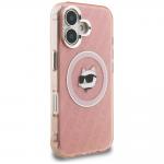 Husa Karl Lagerfeld IML Choupette Head Logo cu MagSafe compatibila cu iPhone 16, Roz 5 - lerato.ro