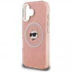 Husa Karl Lagerfeld IML Choupette Head Logo cu MagSafe compatibila cu iPhone 16, Roz 7 - lerato.ro
