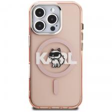 Husa Karl Lagerfeld IML Choupette Sketch Logo cu MagSafe compatibila cu iPhone 16 Pro, Roz