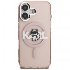 Husa Karl Lagerfeld IML Choupette Head Sketch Logo cu MagSafe compatibila cu iPhone 16, Roz