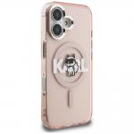 Husa Karl Lagerfeld IML Choupette Head Sketch Logo cu MagSafe compatibila cu iPhone 16, Roz 5 - lerato.ro