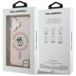 Husa Karl Lagerfeld IML Choupette Head Sketch Logo cu MagSafe compatibila cu iPhone 16, Roz 9 - lerato.ro