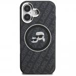 Husa Karl Lagerfeld IML Glitter Karl and Choupette Heads Logo cu MagSafe compatibila cu iPhone 16, Negru 2 - lerato.ro