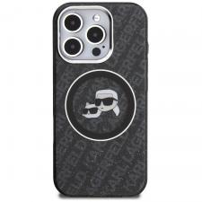 Husa Karl Lagerfeld IML Glitter Karl & Choupette Heads Logo cu MagSafe compatibila cu iPhone 16 Pro Max, Negru