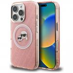 Husa Karl Lagerfeld IML Glitter Karl and Choupette Heads Logo cu MagSafe compatibila cu iPhone 16 Pro, Roz 4 - lerato.ro