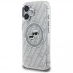 Husa Karl Lagerfeld IML Glitter Karl and Choupette Heads Logo cu MagSafe compatibila cu iPhone 16, Gri 3 - lerato.ro