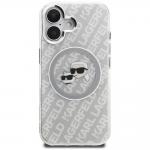 Husa Karl Lagerfeld IML Glitter Karl and Choupette Heads Logo cu MagSafe compatibila cu iPhone 16, Gri 2 - lerato.ro