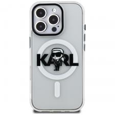 Husa Karl Lagerfeld IML Karl Sketch Logo cu MagSafe compatibila cu iPhone 16 Pro Max, Transparent