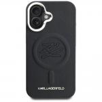 Husa Karl Lagerfeld Initial and Metal Logo cu MagSafe compatibila cu iPhone 16, Negru 2 - lerato.ro