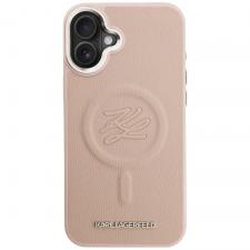 Husa Karl Lagerfeld Initial and Metal Logo cu MagSafe compatibila cu iPhone 16 Plus, Roz
