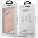 Husa Karl Lagerfeld Initial and Metal Logo cu MagSafe compatibila cu iPhone 16 Plus, Roz 9 - lerato.ro