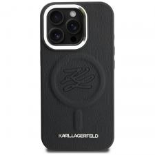 Husa Karl Lagerfeld Initial and Metal Logo cu MagSafe compatibila cu iPhone 16 Pro, Negru