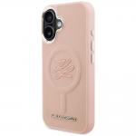 Husa Karl Lagerfeld Initial and Metal Logo cu MagSafe compatibila cu iPhone 16, Roz 3 - lerato.ro