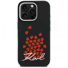 Husa Karl Lagerfeld Silicone Heart Sign Logo cu MagSafe compatibila cu iPhone 16 Pro Max, Negru