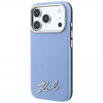 Husa Karl Lagerfeld Saffiano Small Script Metal Logo cu MagSafe compatibila cu iPhone 18 Pro Max / 17 Pro Max, Albastru 3 - lerato.ro