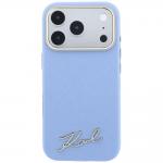 Husa Karl Lagerfeld Saffiano Small Script Metal Logo cu MagSafe compatibila cu iPhone 18 Pro Max / 17 Pro Max, Albastru 2 - lerato.ro