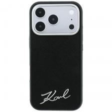 Husa Karl Lagerfeld Saffiano Small Script Metal Logo cu MagSafe compatibila cu iPhone 18 Pro Max / 17 Pro Max, Negru