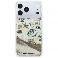 Husa Karl Lagerfeld Liquid Glitter Beach and Sand compatibila cu iPhone 18 Pro Max / 17 Pro Max, Bej