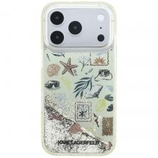 Husa Karl Lagerfeld Liquid Glitter Beach & Sand compatibila cu iPhone 18 Pro / 17 Pro, Bej