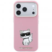 Husa Karl Lagerfeld Smooth Choupette Sketch cu MagSafe compatibila cu iPhone 18 Pro / 17 Pro, Roz