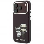 Husa Karl Lagerfeld Smooth Karl and Choupette Bodies Sketch cu MagSafe compatibila cu iPhone 18 Pro / 17 Pro, Burgundy 3 - lerato.ro