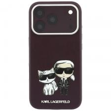 Husa Karl Lagerfeld Smooth Karl and Choupette Bodies Sketch cu MagSafe compatibila cu iPhone 18 Pro / 17 Pro, Burgundy