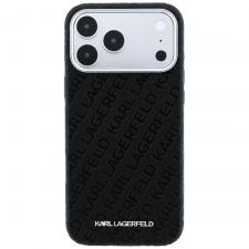 Huse si carcase iPhone 18 Pro, Husa Karl Lagerfeld Grained Allover Logo cu MagSafe compatibila cu iPhone 18 Pro / 17 Pro, Negru, lerato.ro