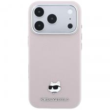 Huse si carcase iPhone 18 Pro, Husa Karl Lagerfeld Grained Choupette Head Metal cu MagSafe compatibila cu iPhone 18 Pro / 17 Pro, Roz, lerato.ro