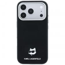 Huse si carcase iPhone 18 Pro, Husa Karl Lagerfeld Grained Choupette Head Metal cu MagSafe compatibila cu iPhone 18 Pro / 17 Pro, Negru, lerato.ro