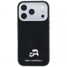 Huse si carcase iPhone 17 Pro Max, Husa Karl Lagerfeld Grained Metal Heads cu MagSafe compatibila cu iPhone 18 Pro Max / 17 Pro Max, Negru, lerato.ro