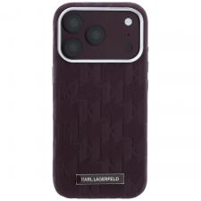 Huse si carcase iPhone 17 Pro Max, Husa Karl Lagerfeld Grained Mono Resin Logo cu MagSafe compatibila cu iPhone 18 Pro Max / 17 Pro Max, Burgundy, lerato.ro