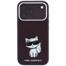 Huse si carcase iPhone 18 Pro, Husa Karl Lagerfeld Smooth Choupette Sketch cu MagSafe compatibila cu iPhone 18 Pro / 17 Pro, Burgundy, lerato.ro