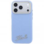 Husa Karl Lagerfeld Saffiano Small Script Metal Logo cu MagSafe compatibila cu iPhone 18 Pro / 17 Pro, Albastru 2 - lerato.ro