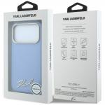 Husa Karl Lagerfeld Saffiano Small Script Metal Logo cu MagSafe compatibila cu iPhone 18 Pro / 17 Pro, Albastru 9 - lerato.ro