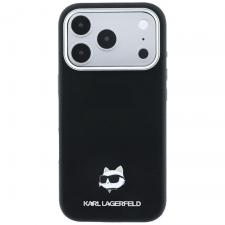 Huse si carcase iPhone 17 Pro Max, Husa Karl Lagerfeld Grained Choupette Head Metal cu MagSafe compatibila cu iPhone 18 Pro Max / 17 Pro Max, Negru, lerato.ro