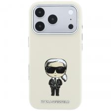 Huse si carcase iPhone 18 Pro, Husa Karl Lagerfeld Smooth Ikonik Sketch cu MagSafe compatibila cu iPhone 18 Pro / 17 Pro, Bej, lerato.ro