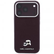 Huse si carcase iPhone 18 Pro, Husa Karl Lagerfeld Grained Choupette Head Metal cu MagSafe compatibila cu iPhone 17 Pro / 18 Pro, Burgundy, lerato.ro