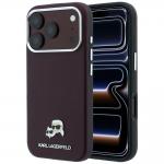 Husa Karl Lagerfeld Grained Choupette Head Metal cu MagSafe compatibila cu iPhone 17 Pro Max / 18 Pro Max, Burgundy 4 - lerato.ro