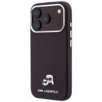 Husa Karl Lagerfeld Grained Choupette Head Metal cu MagSafe compatibila cu iPhone 17 Pro Max / 18 Pro Max, Burgundy 3 - lerato.ro