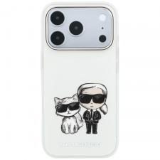 Huse si carcase iPhone 18 Pro, Husa Karl Lagerfeld IML Karl and Choupette Bodies Sketch Print cu MagSafe compatibila cu iPhone 18 Pro / 17 Pro, Bej, lerato.ro